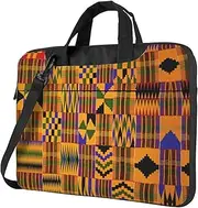 [Evealyn] Vintage Ethnic Pattern Printed Laptop Bag Tote Shoulder Briefcase Messenger Bag For Unisex Business Office Work Bag, Black, 14 inch