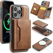 Protective Case Compatible with iPhone 16 Pro Max Case Wallet with Credit Card Holder,Magnetic Detachable Wallet Case [Compatible with & RFID Blocking] Tri-fold Wallet Kickstand Protective Cover Case