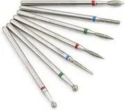 Nail Drill Bits Set Pedicure & Drill Bits Kit 7Pcs Repla Ent Drill Bits for Electric Nail Drill Remove Cuticle & Nail Polish Silver Ndb-85-04