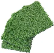 IWOWHERO 4pcs Realistic Artificial Grass Mats DIY Synthetic Turf Rug Landscape Grass Carpet Artificial Outdoor Green Faux Patch for Garden Balcony Patio