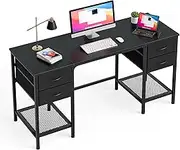 Miazya Computer Desk, Office Desk with Drawers&Mesh Shelf, Gaming Desks with Ample Storag File Drawer Organization, Ideal Home Office Table for Home Study or Work 140CM Black