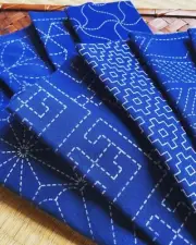 Jpanese Embroidery SASHIKO NASKA HANA FUKIN 35cm 38cm Navy Ai 15 pattern