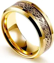 [ringcolor] Yellow Gold Plated 8mm Titanium Steel Mens Ring Men Wedding Band Man Ring