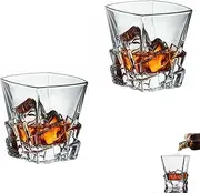 Whiskey Glass Set of 2,Crystal Whiskey Glasses,Thick Bottom Bourbon Glasses Old Fashioned Rocks Glass Tumbler,Scotch Cocktail Liquor Home Bar Diamond Glasses
