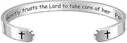 [LAXTO] Bracelet，Bracelets，Bangles，Friendship Bracelets,Inspirational Gifts for Women Cuff Bangle Stainless Steel Uplifting Personalized Jewelry Come Gift Box (She Trusts The Lord)