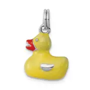 Sterling Silver Rhodium-Plated Enamel Duck Charm