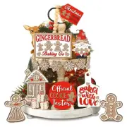 15 Pcs Christmas Tiered Tray Decor Wooden Signs for Home Room Table Fireplace