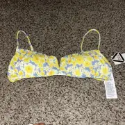 NWT RVCA Bikini Top Size L 12 Freya Shirred V-Wire Bralette