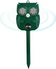 Outdoor Solar Animal Repeller - Solar Operated Rabbit Repeller for Yard,Easy Installation, with Motion Detection Alarm, LED Flash Light for Outside, Landscape, Lawn, Yard, Farm