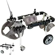 Back Leg Support Mobility Aids for Disabled Pet, 4 Wheels Dog Wheelchair with Leash and Reflective Strips for Handicapped Dog(Small)