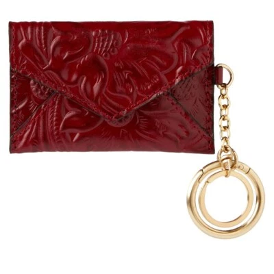 Patricia Nash Isabela Leather Card Holder w/ Key Chains - Berry Red NWT!
