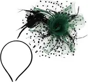 [Healvian] Elegant Fascinator Headband with Floral Accents for Weddings Tea Parties and Banquets Versatile Head with Removable Hair Clips and Headband Options