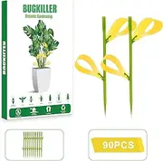 90PCS Yellow Sticky Traps for Indoors/Outdoor Gnat Traps for Plants Fungus Gnats Sticky Traps for Whiteflies Mosquitoes Fruitflies Thrips Aphids. Stake Holders Included Dual-Sided