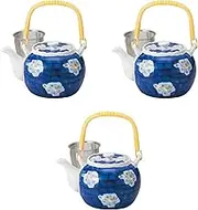 Set of 3, Dami Floor Plan Flower No. 4 Earthen Bottle [6.8 x 5.2 x 4.3 inches (17.3 x 13.2 x 11 cm) 720 cc] | Setomonohonpo, Earthenware, Made in China