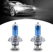 awlbed 2 PCS Car Halogen Fog Light Replacements, 100W Super Bright Waterproof Automotive Low Beam Driving Light, Universal Vehicle High Beam Accessories for Truck SUV Car (White Light #H4)