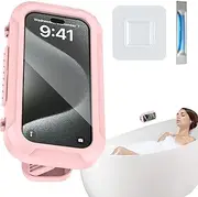 Phone Holder Shower | Bathroom Wall Phone Mount,Adhesive 360 Degree Adjustable Anti Slip Anti Fog Stand for Bathtub Pool Bath Home 7inch Cellphones Women Men