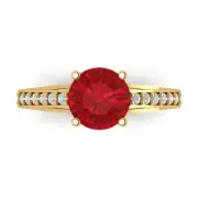 2.21 Round cathedral Ruby Stone Promise Wedding Engagement Ring 14k Yellow Gold