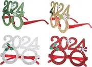[Yardenfun] Unique Xmas Glasses Props 4pcs Decorative Christmas Eyewear Christmas Party Supplies