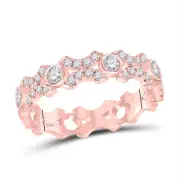 10kt Rose Gold Womens Round Diamond XOXO Stackable Band Ring 1/2 Cttw