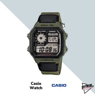 CASIO 卡西歐 世界地圖 經典 液晶 不銹鋼 帆布 手錶 數位錶【彼得潘】