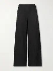 [Proenza Schouler White Label] Proenza Schouler White Label - Anders Crinkled Woven Wide-leg Pants - Black - small small Black