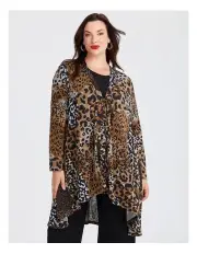[Taking Shape] Animal Instinct Snug Swing Duster Leopard Print