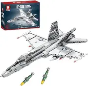 [Reobrix] 33022 F-18 Super Hornet Model Building Kit, Jet Fighter Building Block Set, Military Toy for Kids and Adults, 1387 Pieces