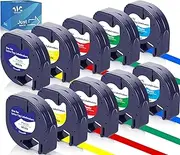 Weemay Compatible Dymo Label Maker Refills Replacement for Dymo LetraTag Plastic 1/2x13 Refill for LetraTag 200B LT-100H LT-100T QX50 Label Makers (12mm x 4m, 10 Pack)