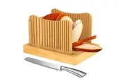 OZZYCOOK Bamboo Bread Slicer with Serrated Knife