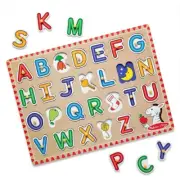 Lift & See Alphabet Wooden Peg Puzzle By Melissa & Doug