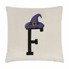 Letter F Witches Wizard Hat Cushion Cover Pillow Funny Witch Halloween Alphabet