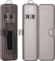 Toothbrush Case 2 Pack, Transparent Black Travel Case, Plastic Holder, 7.87 x 2.36 x 1.18 inches, Portable for Traveling, Holds 2 Toothbrushes