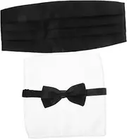 [FOMIYES] Expertly Crafted Tuxedo Cumberbund Set Bow Tie Pocket Square for Men's Formal Wear