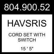IKEA HAVSRIS Cord Set With Switch White 15 ' 5" 804.900.52