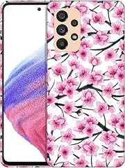 [SuzaCase] Back Case for Samsung Galaxy A55 5G, Samsung Galaxy A55 5G Case - Stylish Cherry Blossoms Watercolored Design Printed Cute Durable Hardshell Protective Phone Case/Cover for Samsung A55