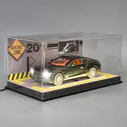 LOVEPOSELY Acrylic Display Case with Light for 1:24 Bentley Continental Model Cars, Collection Clear Acrylic Display Box with Leather Base for Diecast Cars Green