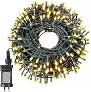T Tersely 20M/200LED AU Plug String Fairy Christmas Lights, SAA Approved 31V Low Voltage 8 Lighting Modes, Timer Function, Indoor Outdoor Warm White Lamp Dark Green Cable for Tree Party Wedding Garden