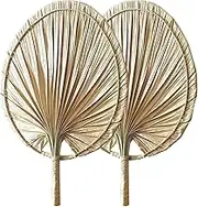 Palm Leafs Fan, 2 Handheld Palm Fans, Hand Woven Fans, Natural Raffia Fans, Chinese Style Fan, Hand Weaving Fan, Large Palm Spear, Palm Fans for Summer Cooling Supplies Home Wall Decor