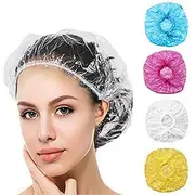 100pcs Disposable Shower Caps,Multi-Purpose Thickening Elastic Bath Cap Plastic Waterproof Clear Shower Caps Bath Shower Hair Caps Women Spa,Home Use, Hotel an