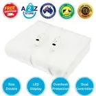 Heated Electric Blanket Double Size Fitted Fleece Underlay Winter Throw - White