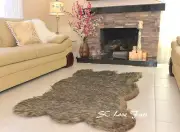 58x72" Black Tip Gray Coyote Plush Fur Rug Bearskin Home Accents Rug Decor