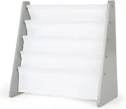 , Grey/White Kids Book Rack Storage Bookshelf, 4 Tiers