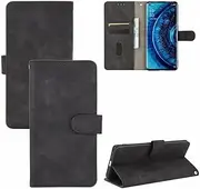 [TiHen] Compatible for Sony Xperia XZ3 Wallet Case PU Leather Magnetic Flip Kickstand Cover with Wrist Strap, Cards Holder+Temper Glass Screen Protector*2-Black
