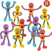 ArtCreativity Bendable Robot Figures, Set of 12 Flexible Men, Birthday Party Favors for Boys and Girls, Stress Relief Fidget Toys for Kids and Adults, Goody Bag Stuffers, Piñata Fillers