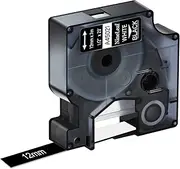 NineLeaf 1 Pack Replacement for Dymo D1 45021 S0720610 A45021 12mm x 7m 0.47'' 1/2 inch White on Black Label Tape for Label Writer 450 Duo 400 Duo 3M PL100 PL150 PL200 PL300 Label Maker