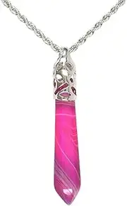 JUSTINSTONES Hexagonal Pointed Reiki Chakra Pendant Stainless Steel Chain Necklace 20 Inch Iron Gift Box, Stone, Quartz