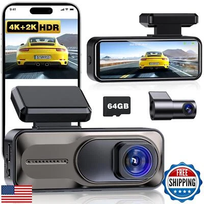 CAMBLO 4K+2K Dash Cam Front and Rear,3.2" IPS Full Screen Dual Dash Camera fo