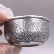 Pure S999 Fine Silver Tea Cup Heat Insulation Carved Hammer Bowl 50-51g 2.5inch