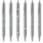 6 Pcs Cute Pen Bling Diamond Pens Christmas Rhinestones Gift Silver Metal6218