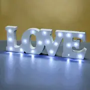 White Wood LED Light Up LOVE Tabletop Words Sign Display Decoration
